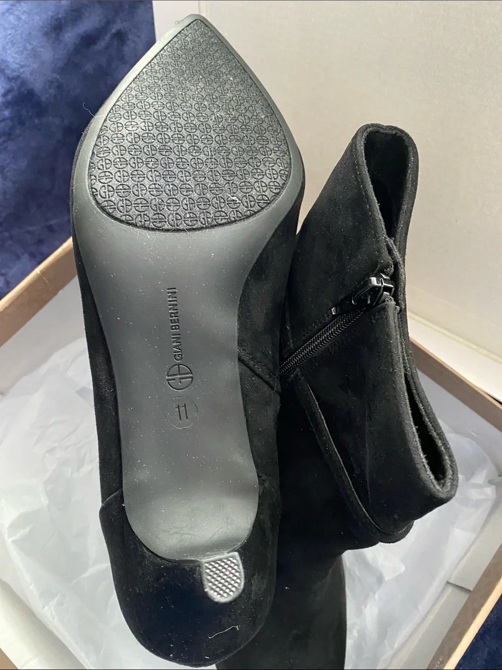 Giani Bernini Black Suede Pointed Toe Ankle Boots